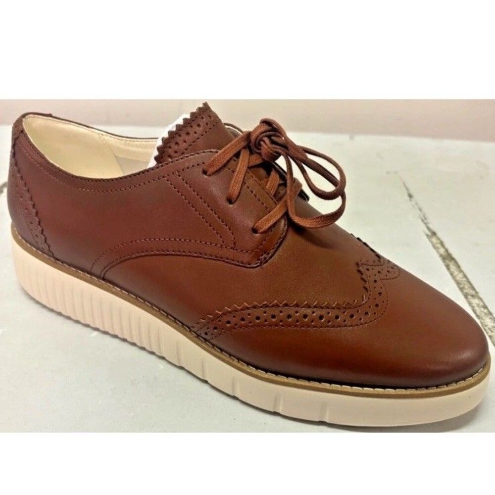 Cole Haan Brown Leather Wingtip Oxford Flats